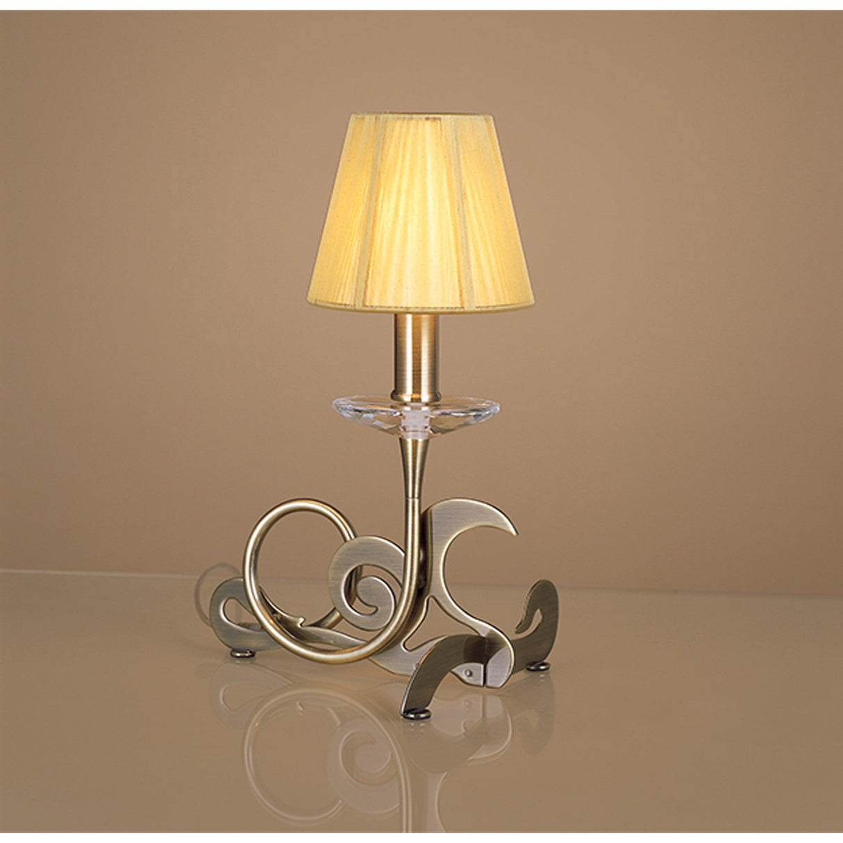 Acanto 1 Light Table Lamp - Antique Brass With Amber Cream Shade
