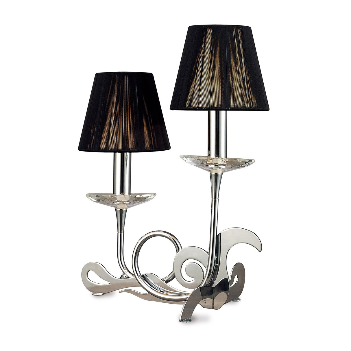 Acanto 2 Light Table Lamp - Polished Chrome With Black Shades