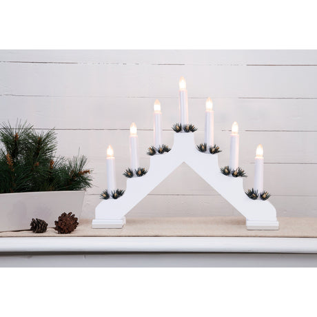 Ada Wooden Candle Holder - White