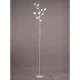 The Adn LED Floor Lamp 30W 3000K - White features a slim, modern design with multiple branches ending in glowing bulbs, creating sculptural ambient lighting that evokes plant-like forms against a simple gray backdrop.