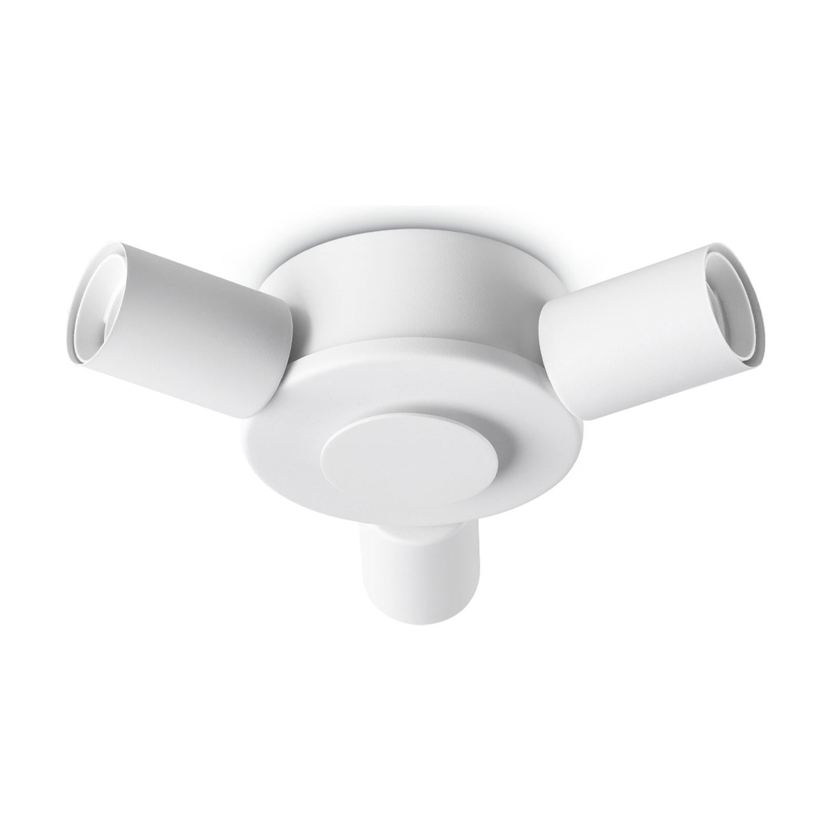Aethera 3 Light E27 Ceiling Lamp Holder in white, showing a round ceiling plate with three cylindrical lamp holders and a central fixing base, on a plain white background.
