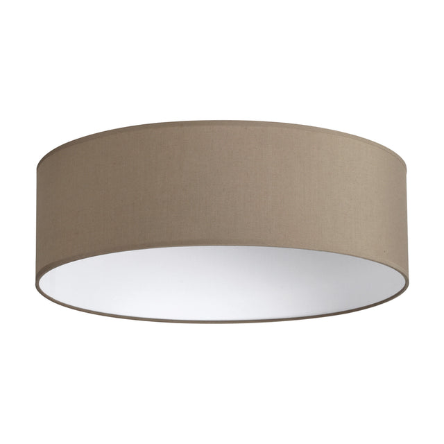 Aethera 45 x 14cm drum lampshade in dark beige fabric with a white underside, shown on a plain white background.
