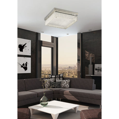 Aiden Large Square LED Glass Flush Ceiling Light 4200K 21W - Polished Chrome