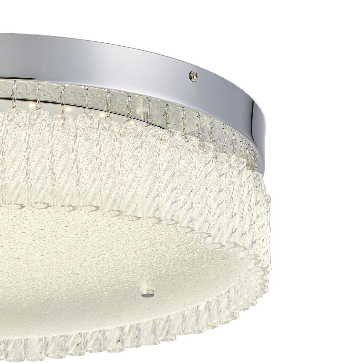 Aiden LED Glass Flush Ceiling Light 4200K 30W - Polished Chrome