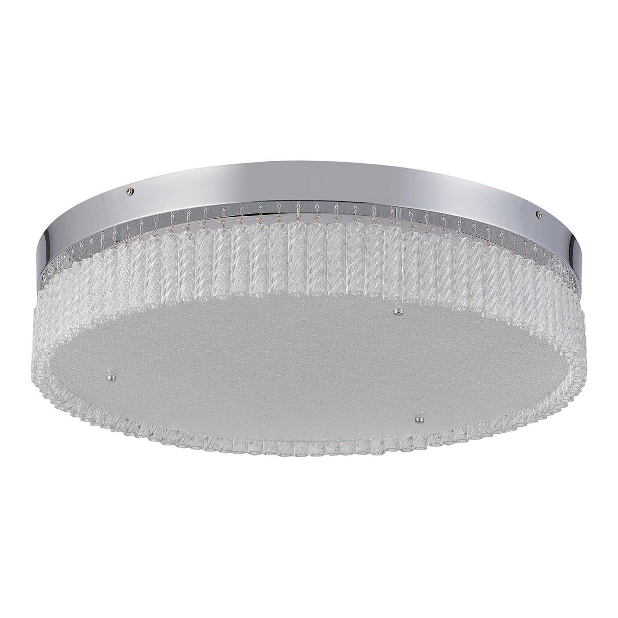 Aiden CCT Dimmable LED Glass Flush Ceiling Light With Remote Control - Polished Chrome