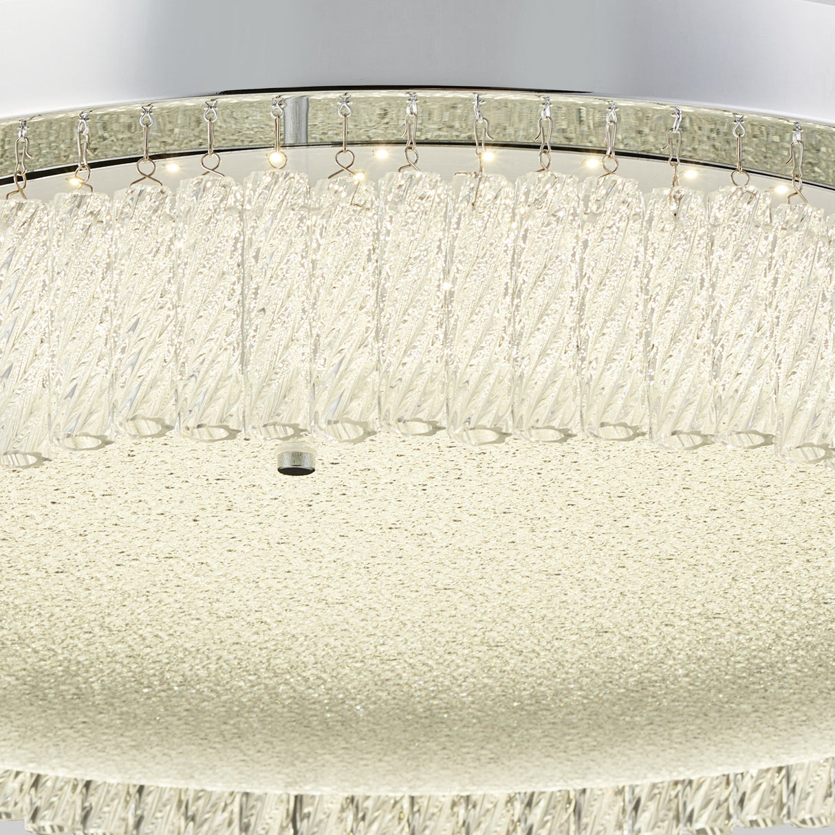 Aiden CCT Dimmable LED Glass Flush Ceiling Light With Remote Control - Polished Chrome