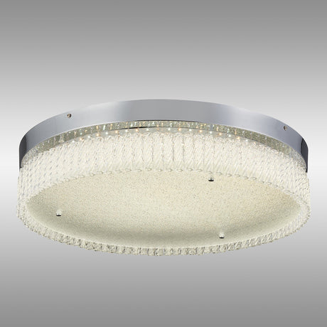 Aiden CCT Dimmable LED Glass Flush Ceiling Light With Remote Control - Polished Chrome