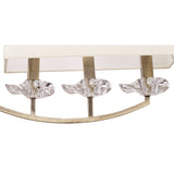 Akira 6 Light 2 Arm Crystal Chandelier - Brass With Cream Shades