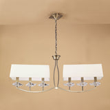 Akira 6 Light 2 Arm Crystal Chandelier - Brass With Cream Shades