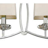 Akira 6 Light 2 Arm Crystal Chandelier - Chrome With Cream Shades