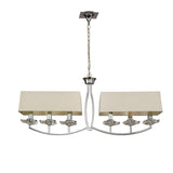 Akira 6 Light 2 Arm Crystal Chandelier - Chrome With Cream Shades