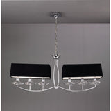 Akira 6 Light 2 Arm Crystal Chandelier - Chrome With Black Shades