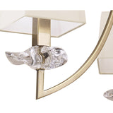 Akira 54cm 3 Light Crystal Chandelier - Brass With Cream Shades
