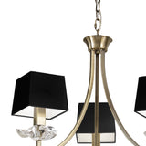 Akira 54cm 3 Light Crystal Chandelier - Brass With Black Shades