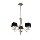 Akira 54cm 3 Light Crystal Chandelier - Brass With Black Shades