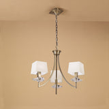 Akira 54cm 3 Light Crystal Chandelier - Brass With Cream Shades