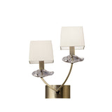 Akira 2 Light Wall Lamp - Brass With Cream Shades