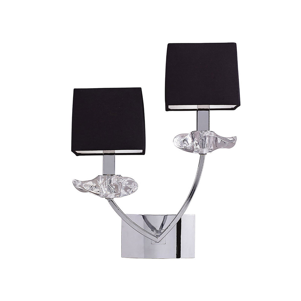 Akira 2 Light Wall Lamp - Chrome With Black Shades