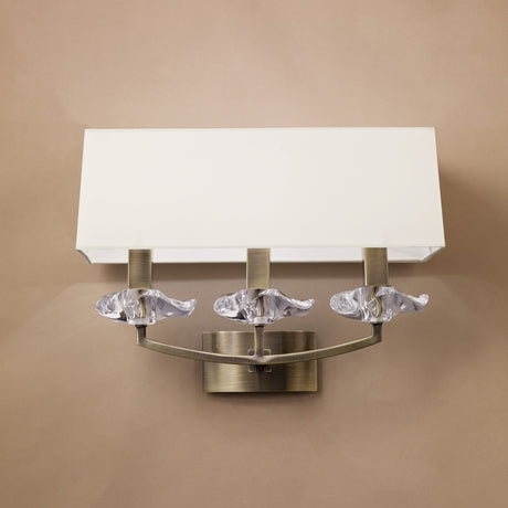 Akira 3 Light Wall Lamp - Brass With Cream Shade