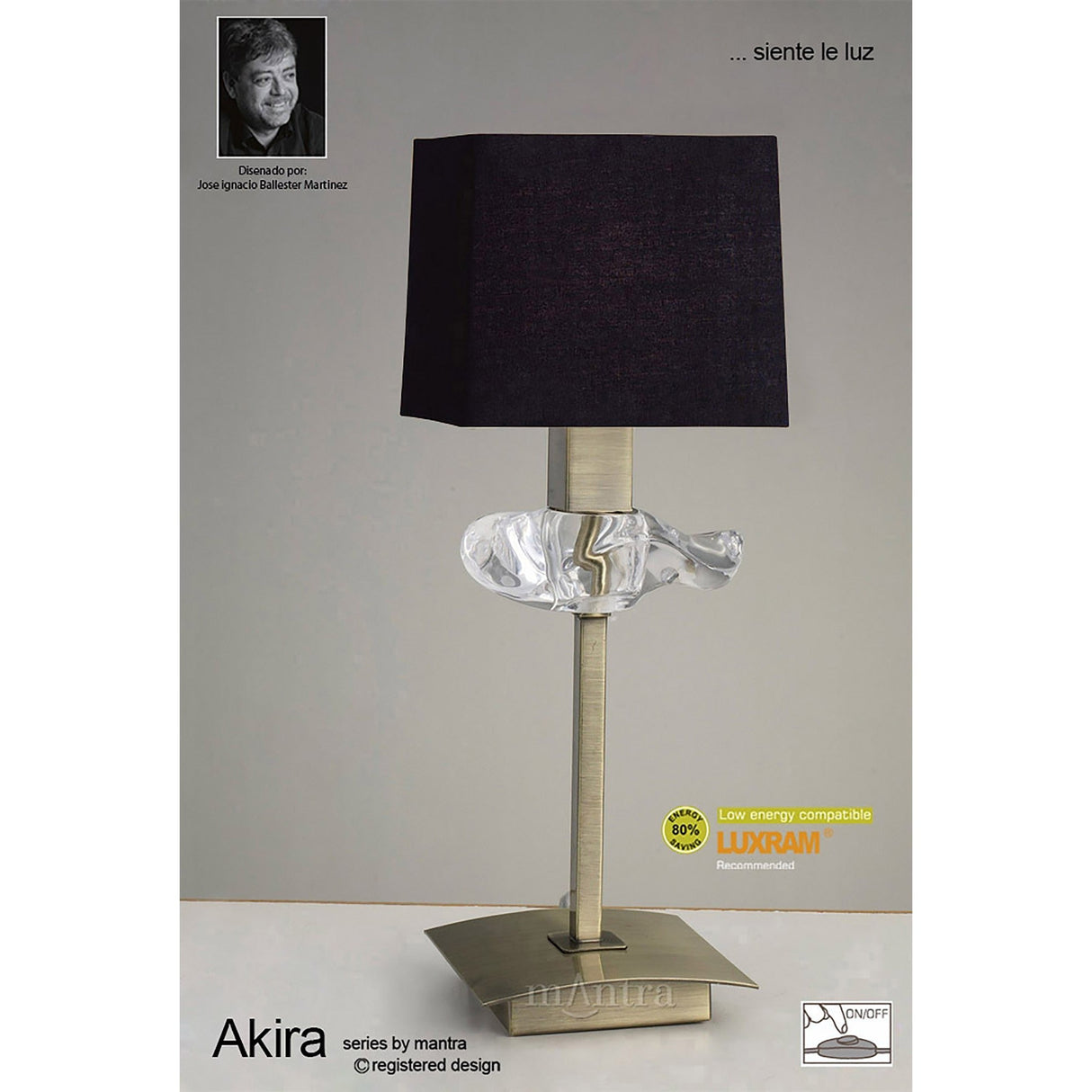 Akira 1 Light Table Lamp - Antique Brass With Black Shade