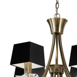 Akira 90cm 3 Light Crystal Chandelier - Brass With Black Shades