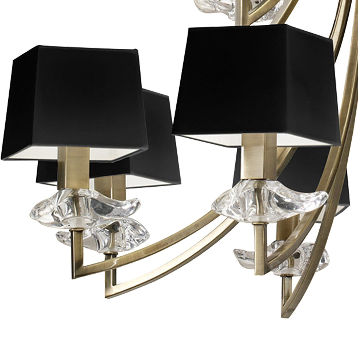 Akira 90cm 3 Light Crystal Chandelier - Brass With Black Shades