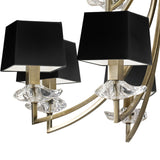 Akira 90cm 3 Light Crystal Chandelier - Brass With Black Shades