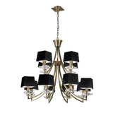 Akira 90cm 3 Light Crystal Chandelier - Brass With Black Shades