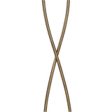 Two bronze-colored metal rods cross in an X shape against a white background, echoing the refined design of the Alaska 2 Light Floor Lamp in Antique Brass.