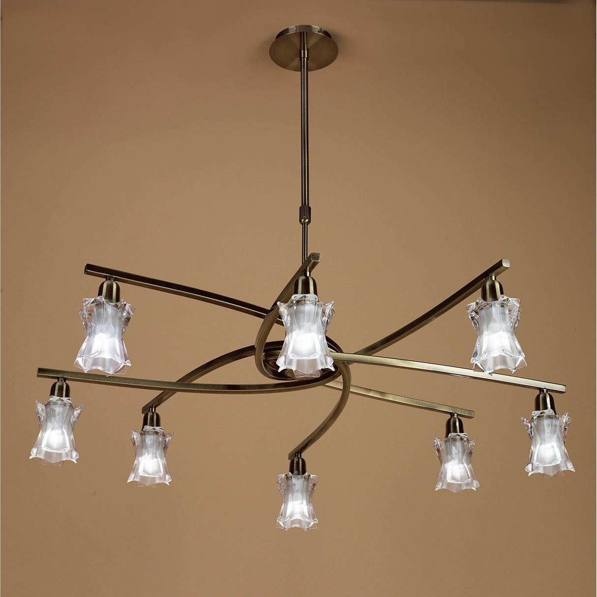 Alaska 82cm 8 Light Chandelier/Semi-Flush - Antique Brass