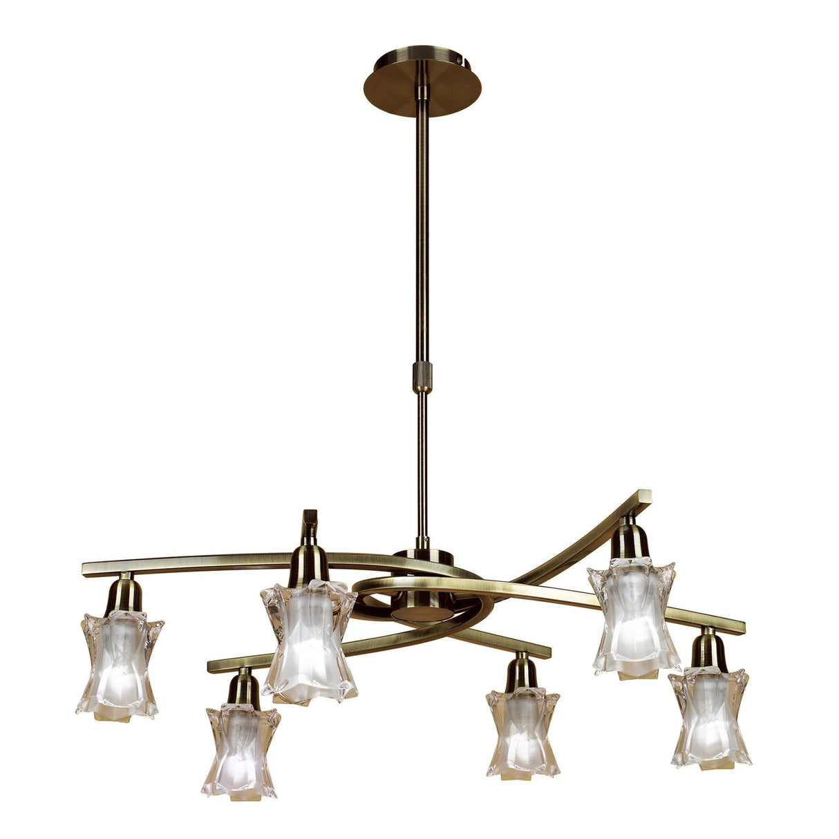 Alaska 64cm 6 Light Chandelier/Semi-Flush - Antique Brass