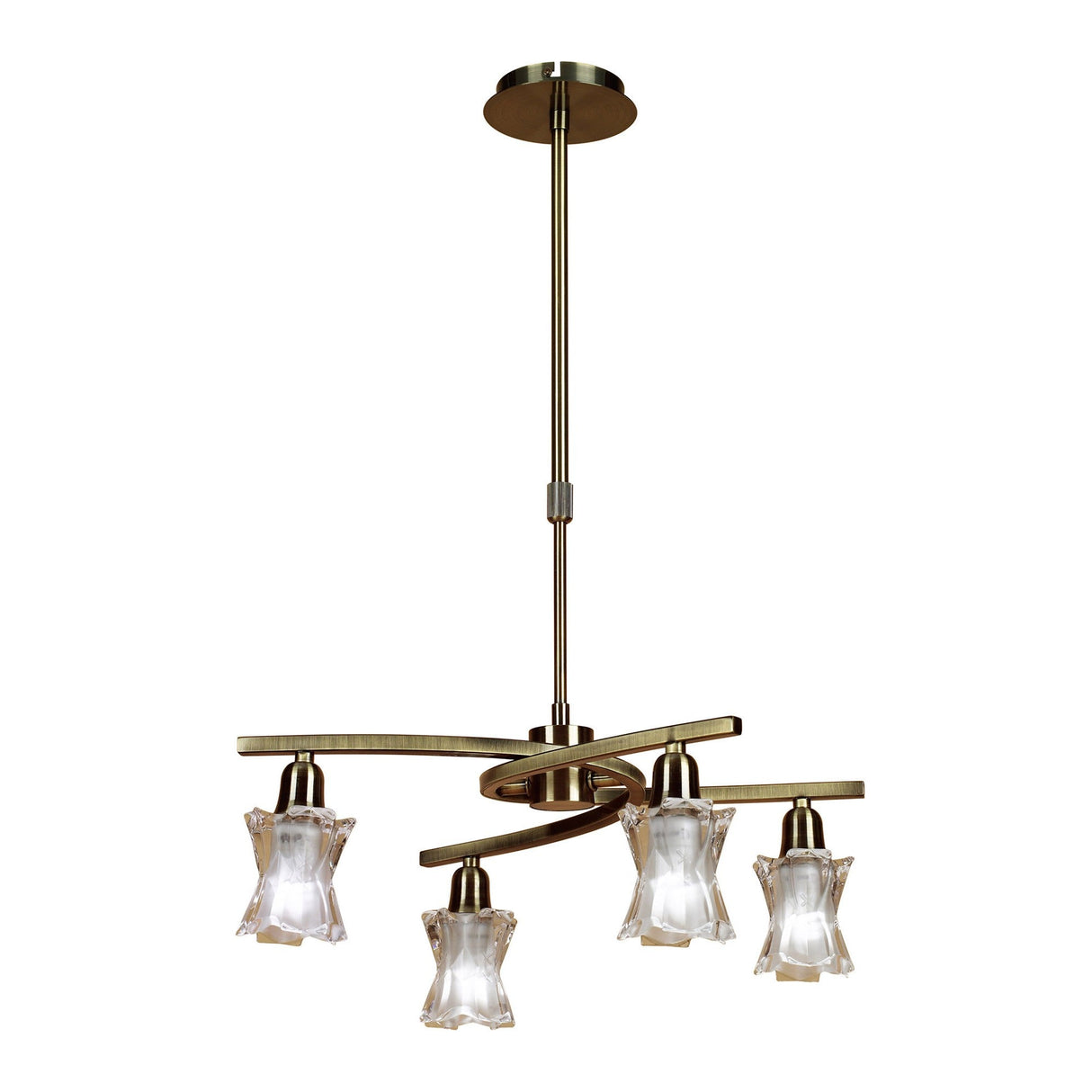 Alaska 49cm 4 Light Chandelier/Semi-Flush - Antique Brass