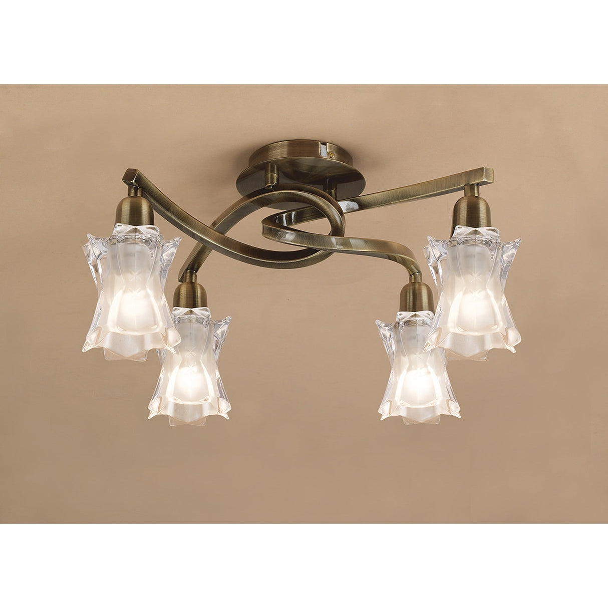 Alaska 4 Light Semi-Flush Ceiling Light - Antique Brass