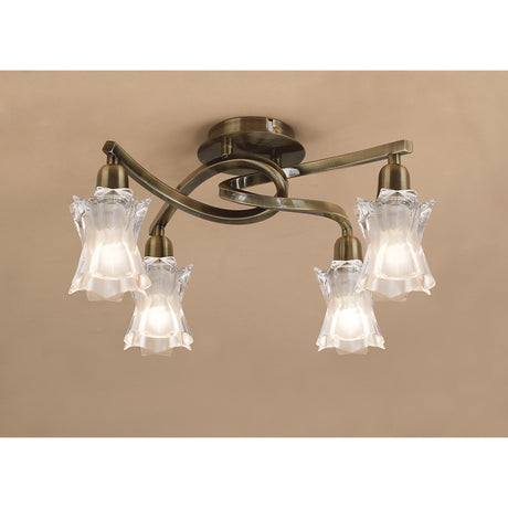 Alaska 4 Light Semi-Flush Ceiling Light - Antique Brass
