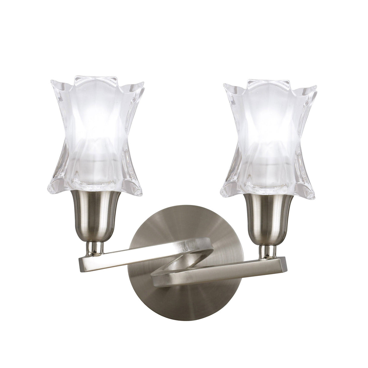 Alaska 2 Light Wall Lamp With Switch - Satin Nickel