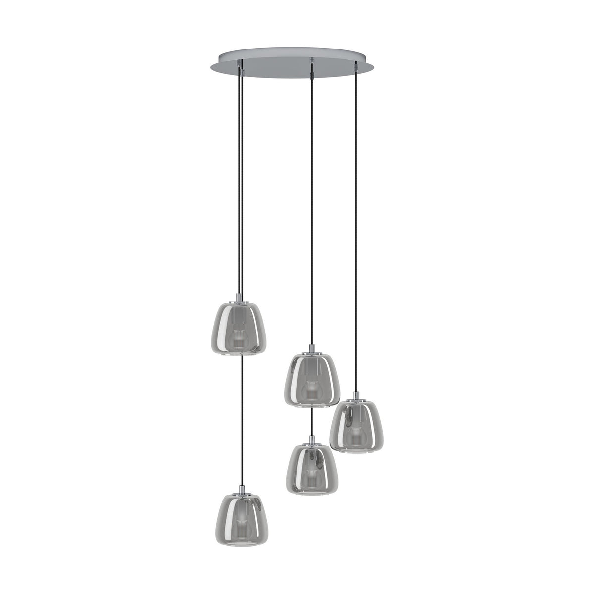 Albarino Smoked Glass 5 Light Pendant - Chrome