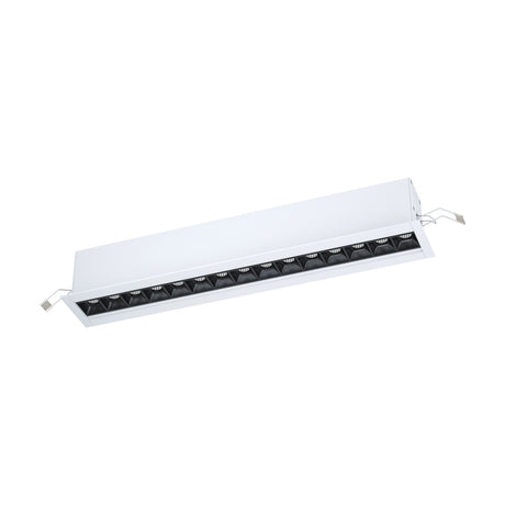 Albavilla Recessed LED Profile 41.8cm in white aluminium, a slim rectangular fixture with a row of black louvred cells, shown on a plain white background.
