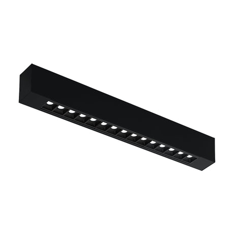 Albavilla Surface Mounted LED Profile 40.3cm in black aluminium, a rectangular bar with a row of recessed square cells on its underside, shown on a plain white background.