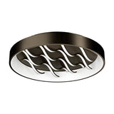 Alcadozo round LED flush ceiling light in bronze steel with white inner ring and diagonal wavy light strips, shown on a plain white background.