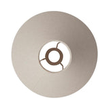 Aldmere 22cm tapered lamp shade in natural faux linen, shown top-down with brass gimbal fitting, on a plain white background.