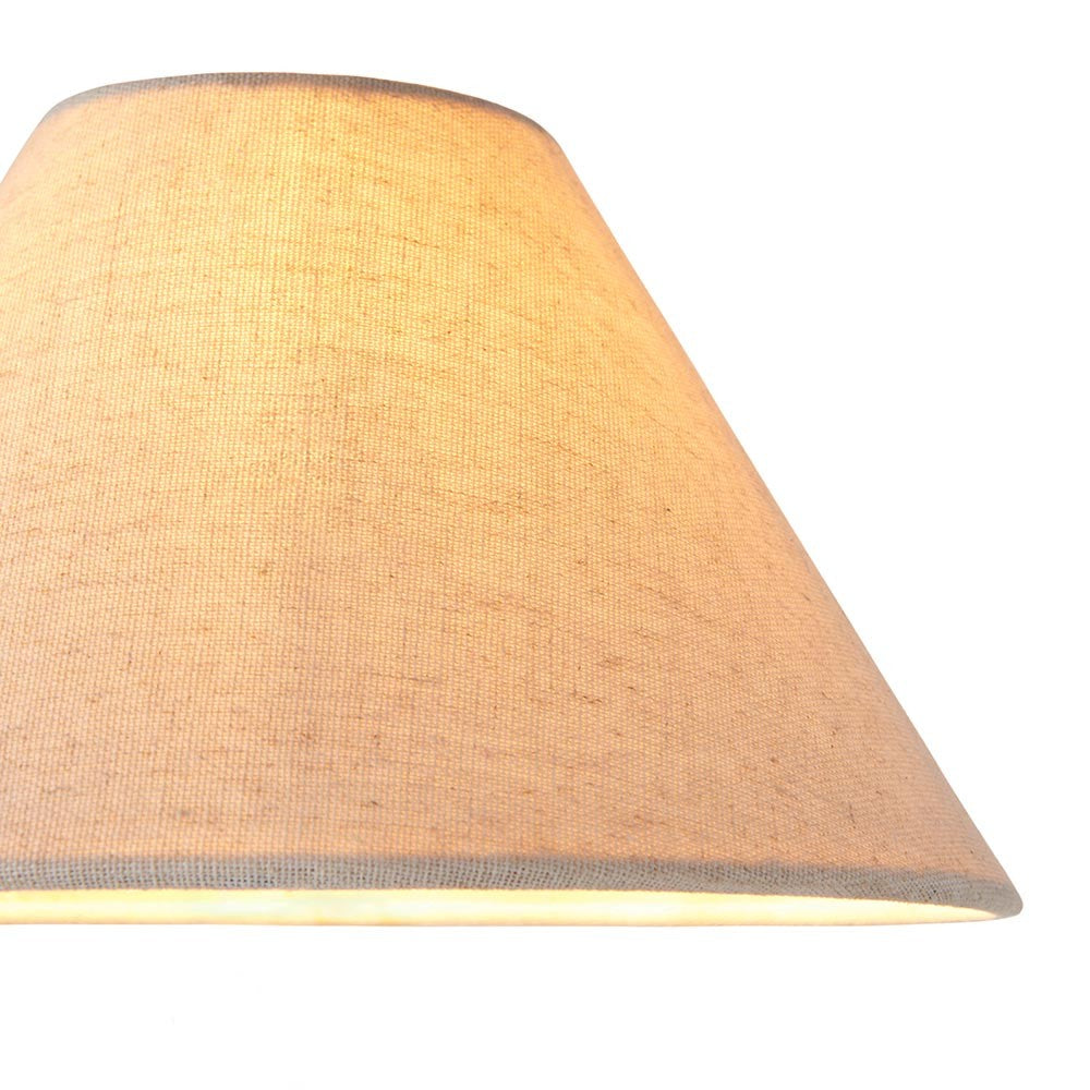 Aldmere 22cm tapered lamp shade in natural faux linen fabric, close-up view showing woven texture, on a plain white background.