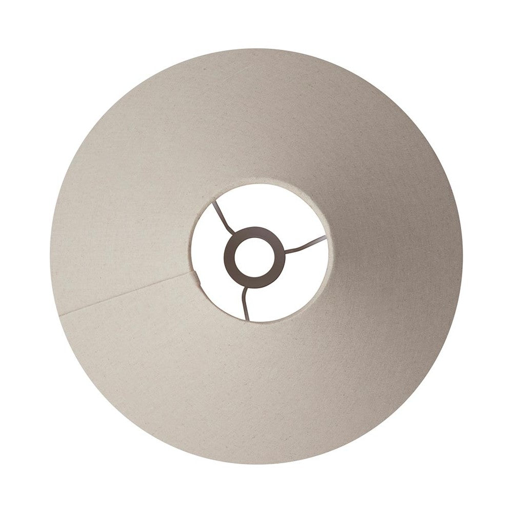 Top-down view of the Endon Aldmere 31cm tapered lamp shade in natural faux linen, showing the fixed three-leg gimbal and central fitting on a white background.