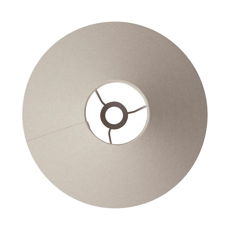 Top-down view of the Endon Aldmere 31cm tapered lamp shade in natural faux linen, showing the fixed three-leg gimbal and central fitting on a white background.