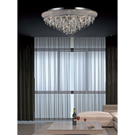 Alexandra 9 Light Crystal Flush Ceiling Light - Polished Chrome