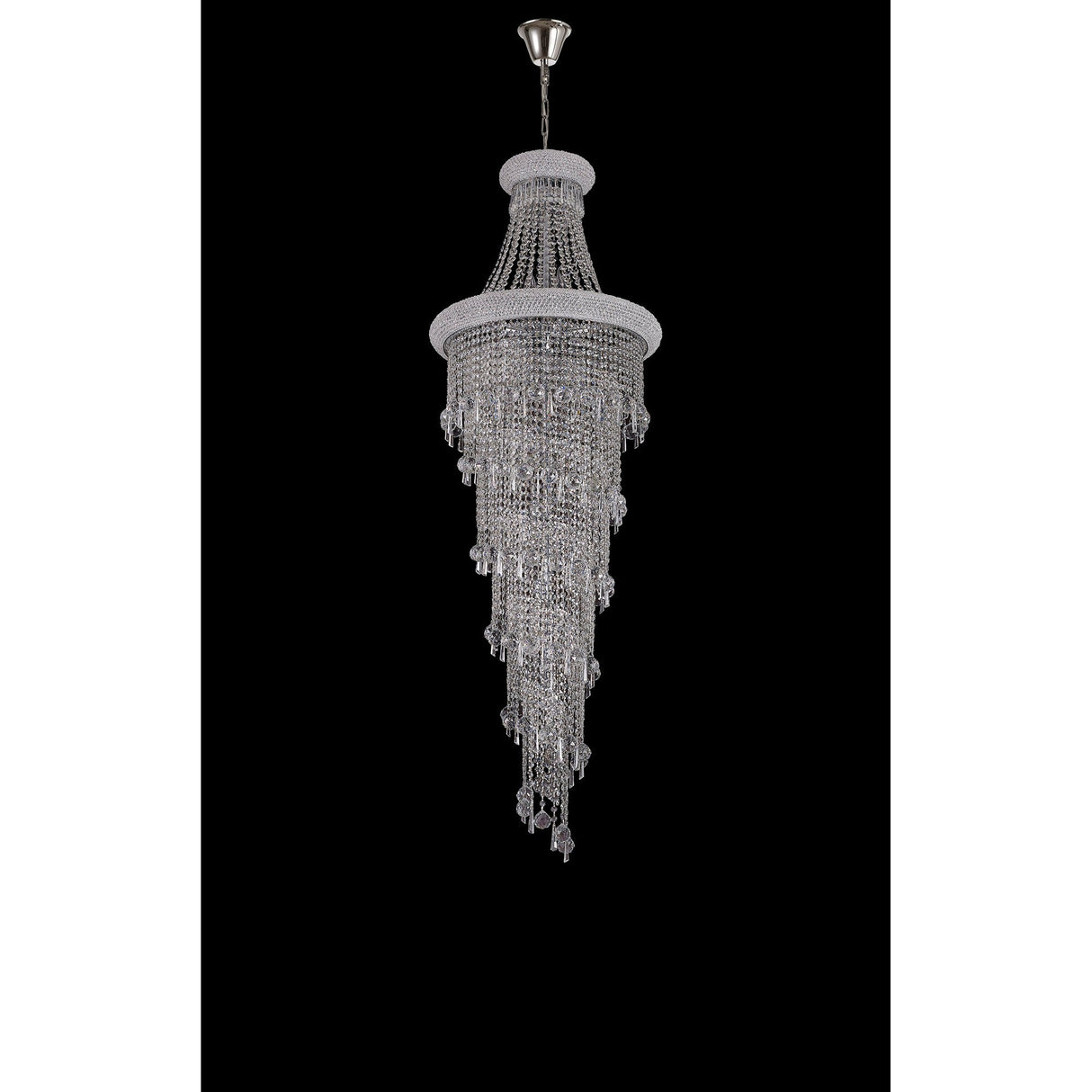 Alexandra 60cm 4 Layer Spiral 25 Light Crystal Chandelier - Chrome