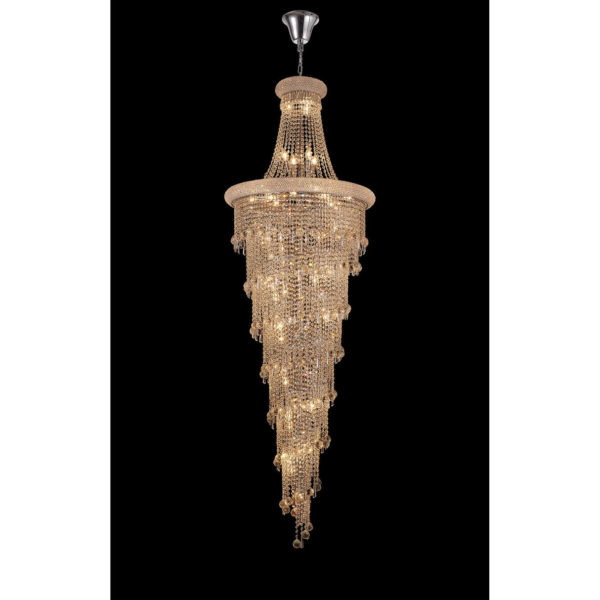 Alexandra 78cm 4 Layer Spiral 49 Light Crystal Chandelier - Chrome