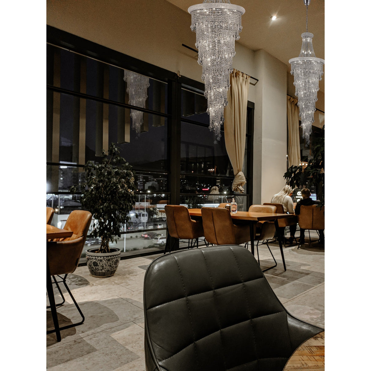 Alexandra 78cm 4 Layer Spiral 49 Light Crystal Chandelier - Chrome