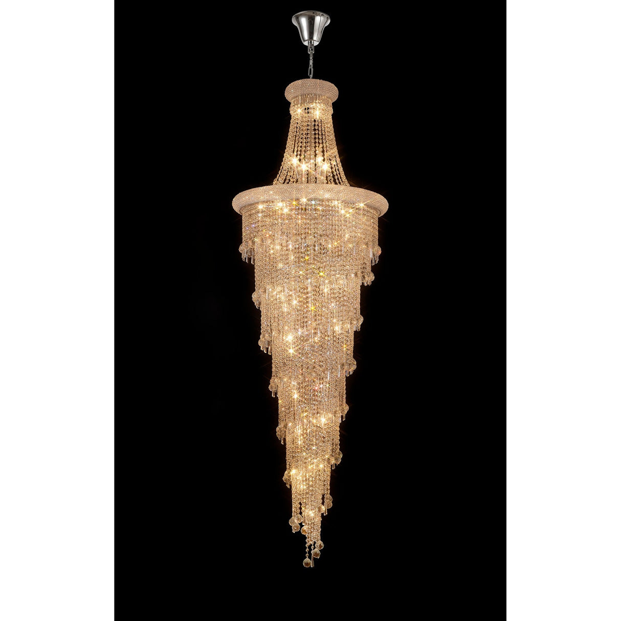 Alexandra 78cm 4 Layer Spiral 49 Light Crystal Chandelier - Chrome