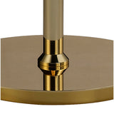 Close-up of the Alexandra 6 Light Crystal Floor Lamp - Gold, showing its gold metallic base with a central cylindrical rod that reflects light for a luxurious, mirror-like finish.