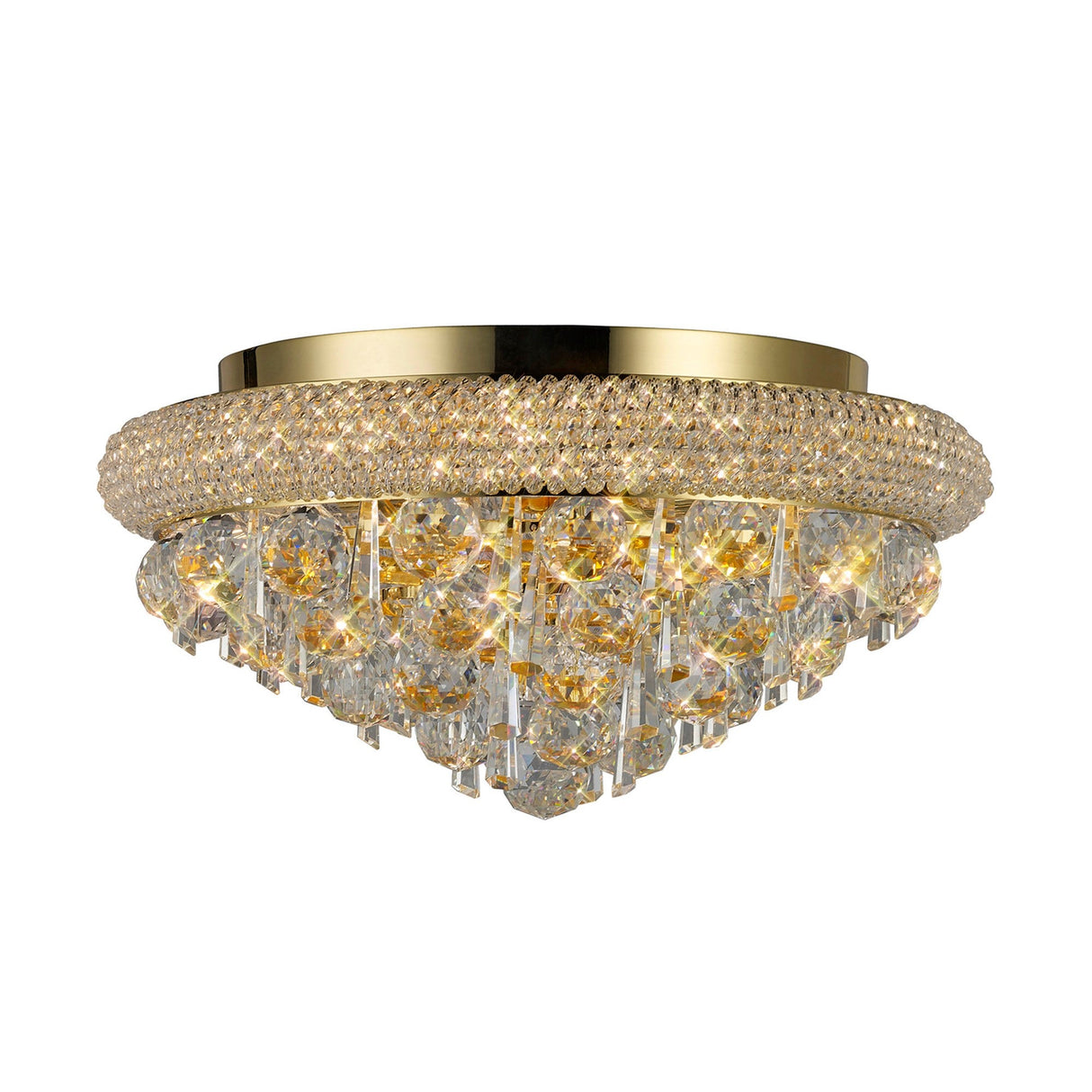 Alexandra 6 Light Crystal Flush Ceiling Light - Gold